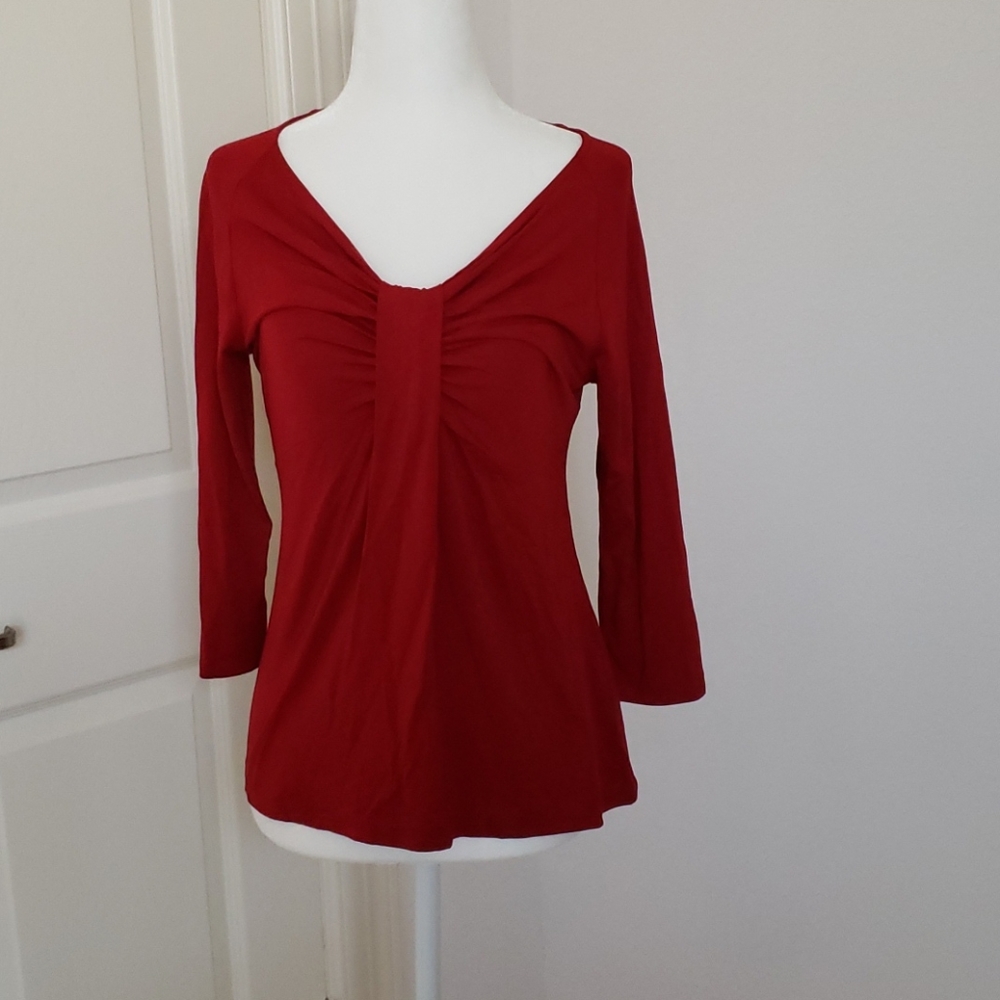 Talbots front pleats red jersey sweater